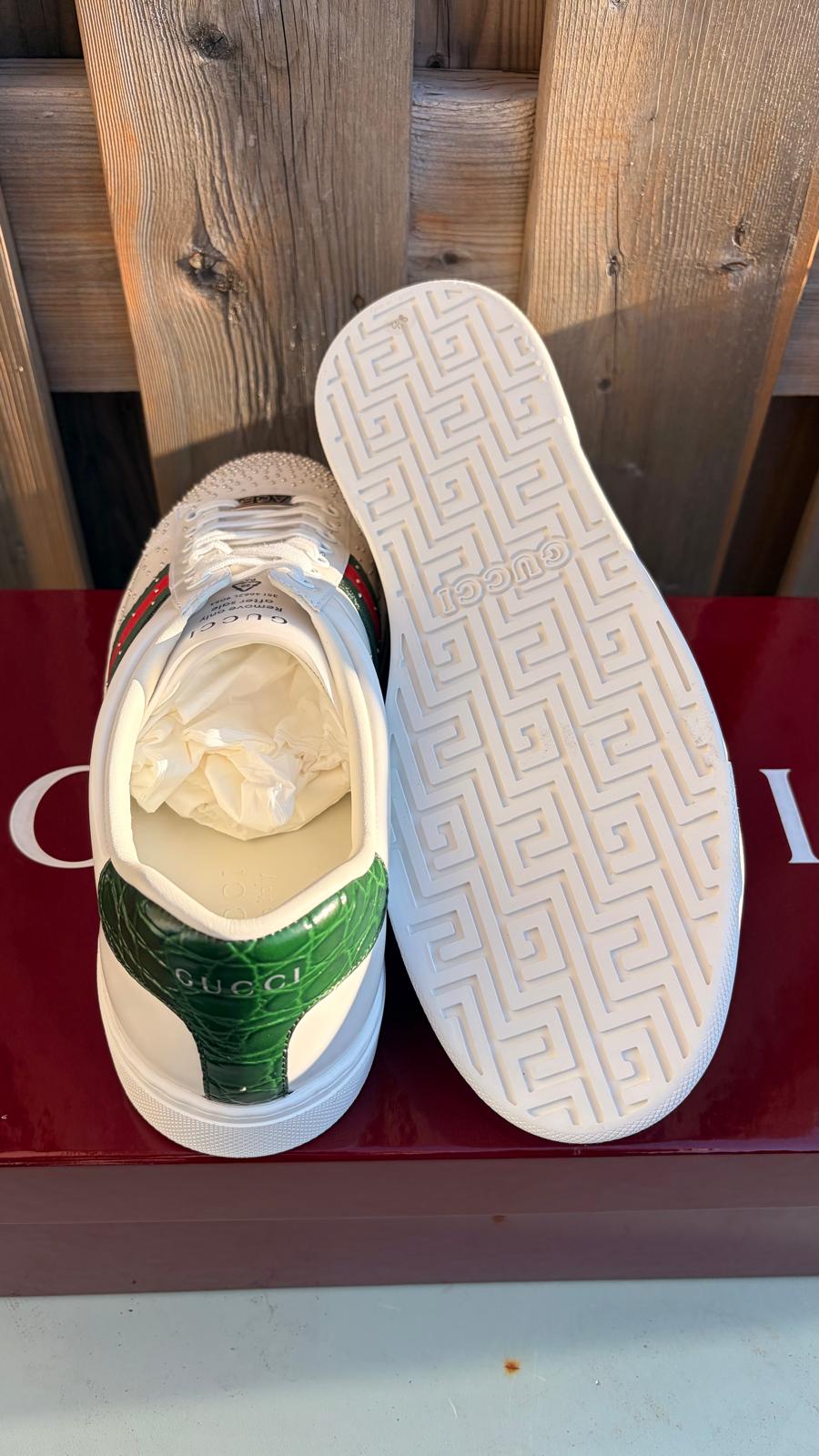 Gucci Ace Web GG Monogram Crystal Embellished Low Top Sneakers